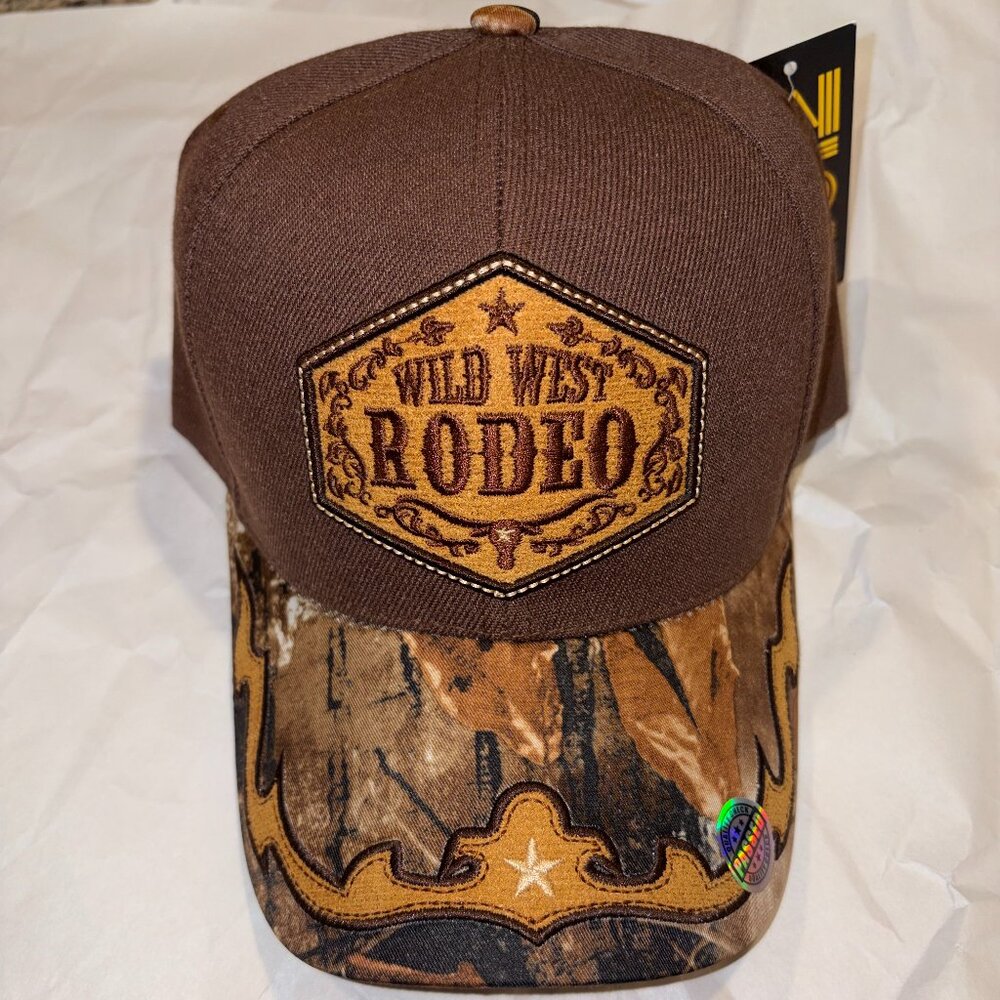 Wild West Rodeo Trucker Hat – Brown & Camo Western Snapback Cap